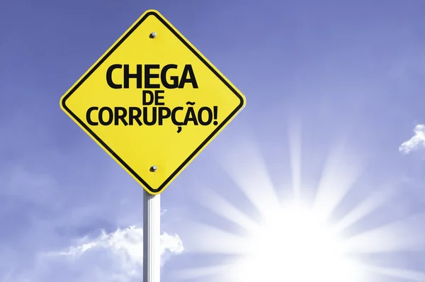 "Chega de Corrupcao "(em português - Stop Corruption!) sinal — Fotografia de Stock
