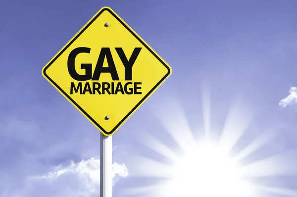Panneau routier gay mariage — Photo