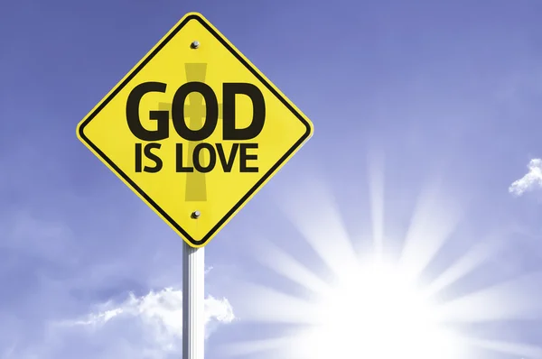 God is liefde verkeersbord — Stockfoto