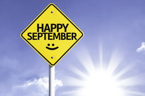 Happy september verkeersbord — Stockfoto