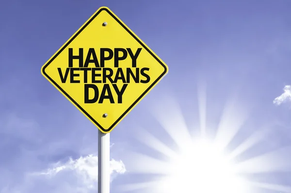 Happy veterans day Vägmärke — Stockfoto