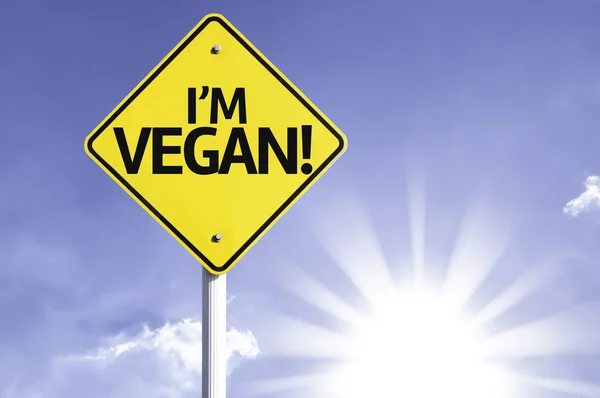Eu sou Vegan! sinal de estrada — Fotografia de Stock