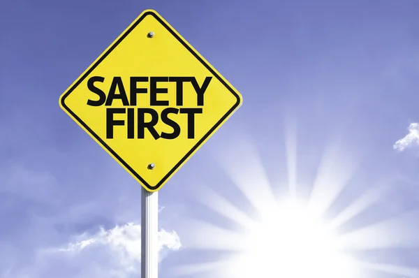 Safety first   road sign — Stock Photo, Image
