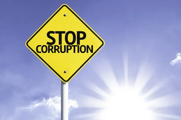 Stop corruption    road sign — Stock Photo, Image