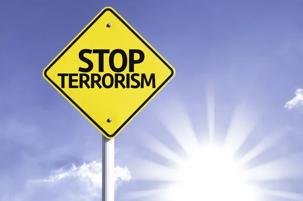 Stop terrorism  road sign — Stock Photo, Image