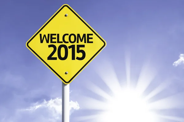 Bienvenida 2015 señal de tráfico — Foto de Stock