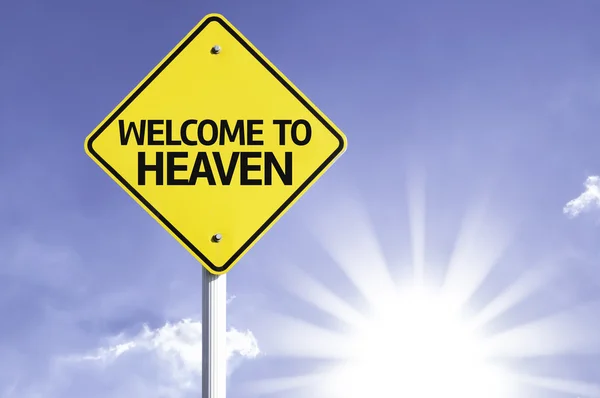 Welcome  to heaven  road sign — Stock Photo, Image