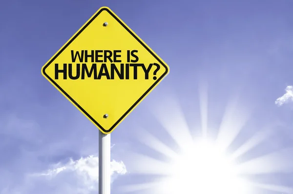 Where is humanity?  road sign — Stock Photo, Image