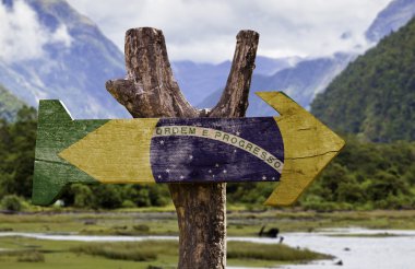 Brezilya bayrağı ahşap işareti