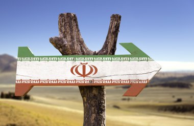 Iran sign on wooden arrow clipart