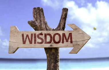 Wisdom sign with a beach on background clipart