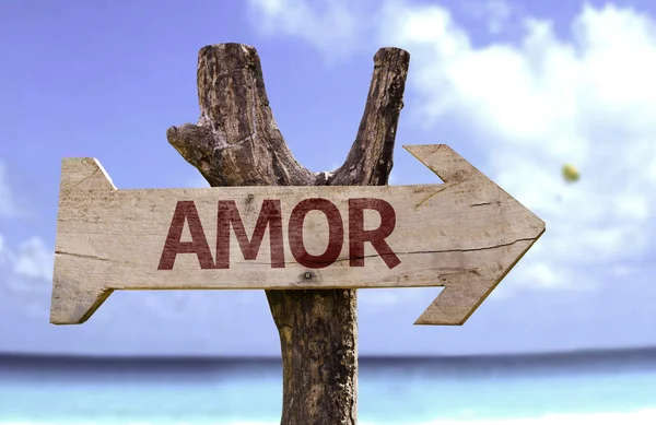 Amor  wooden sign — Stock Photo, Image