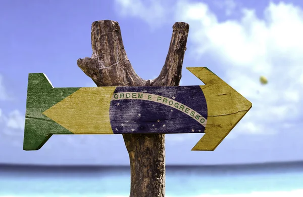 Brazil flag wooden sign — Stock Photo, Image