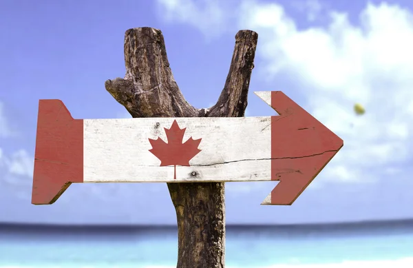 Canada houten teken — Stockfoto