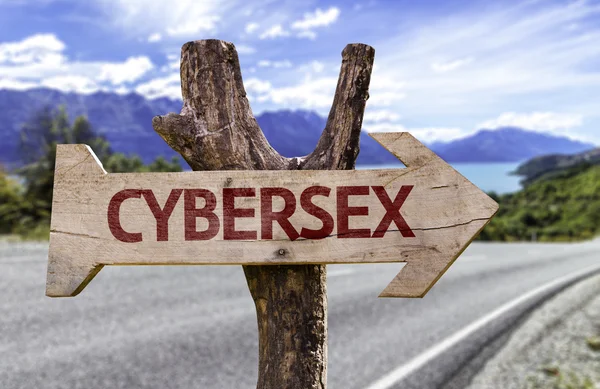 Cybersex ahşap işareti — Stok fotoğraf