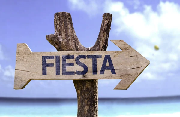 Signo de madera Fiesta — Foto de Stock