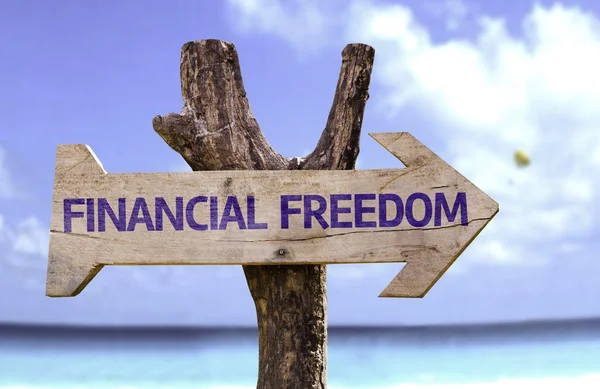 Finanzfreiheitliches Holzschild — Stockfoto