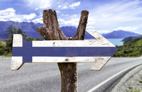 Finlandia drewniany znak — Zdjęcie stockowe