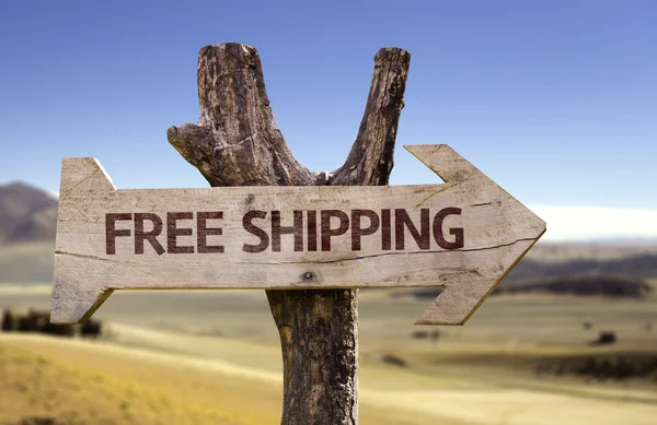 Free Shipping   wooden sign — Stock Photo, Image