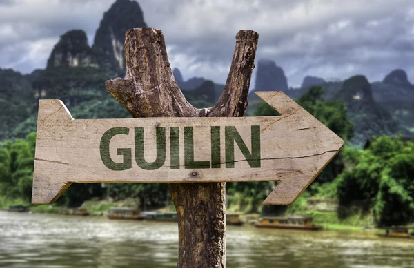 Дерев'яні знак Guilin — стокове фото