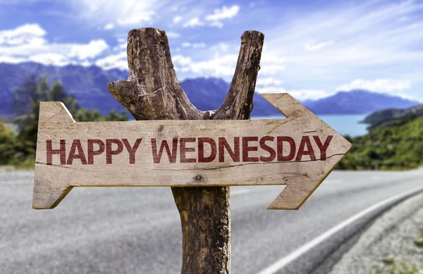 Happy Wednesday wooden sign — Stock Photo, Image