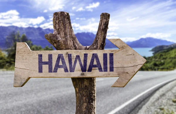 Sinal de madeira Havaí — Fotografia de Stock