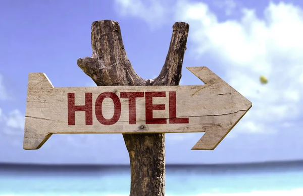 Hotel  wooden sign — Stock Photo, Image