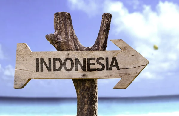 Indonésia sinal de madeira — Fotografia de Stock