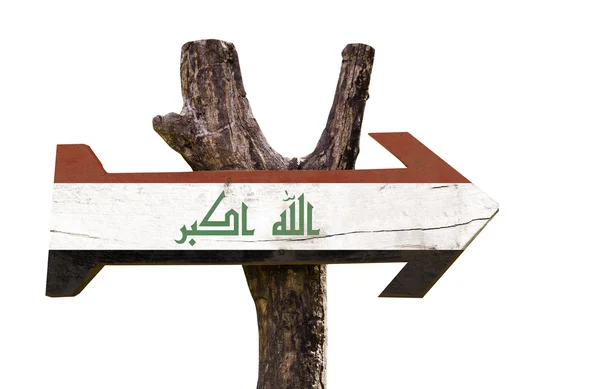 Iraku drewniany znak — Zdjęcie stockowe