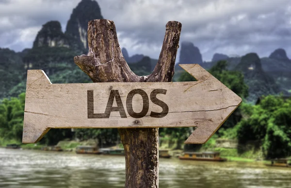 Laos  wooden sign — Stock Photo, Image
