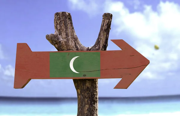Мальдіви дерев'яні знак — стокове фото