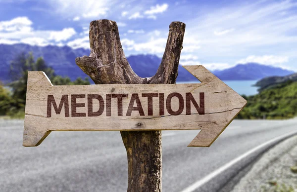 Meditaton segno di legno — Foto Stock