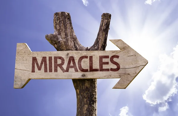 Miracles  wooden sign — Stock Photo, Image