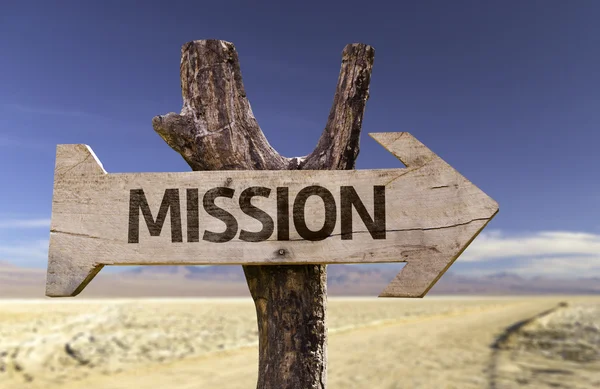 Mission  wooden sign — Stock Photo, Image