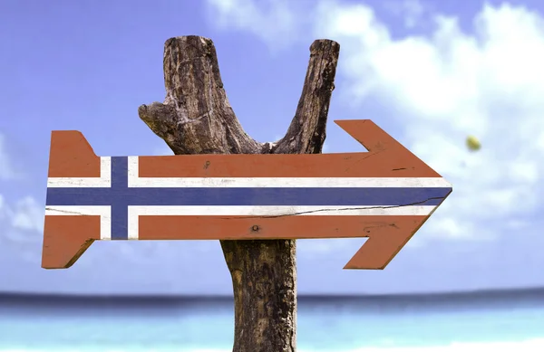 Noorwegen houten teken — Stockfoto