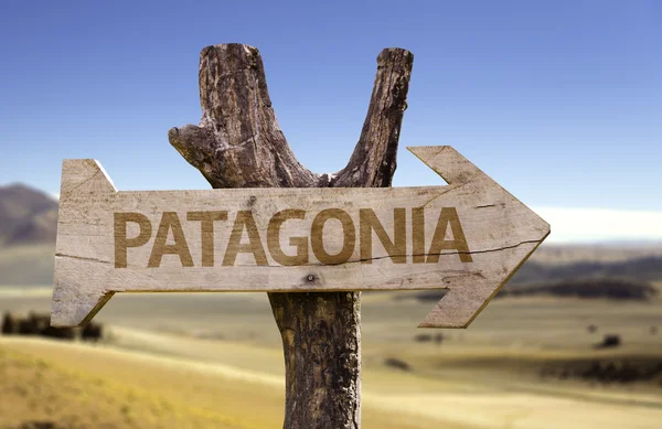 Patagonia drewniany znak — Zdjęcie stockowe