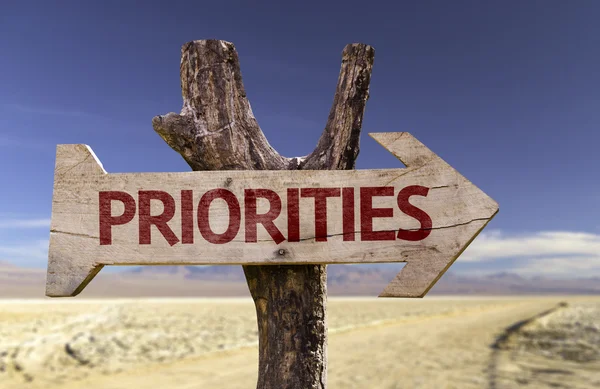 Priorities wooden sign — Stock Photo, Image