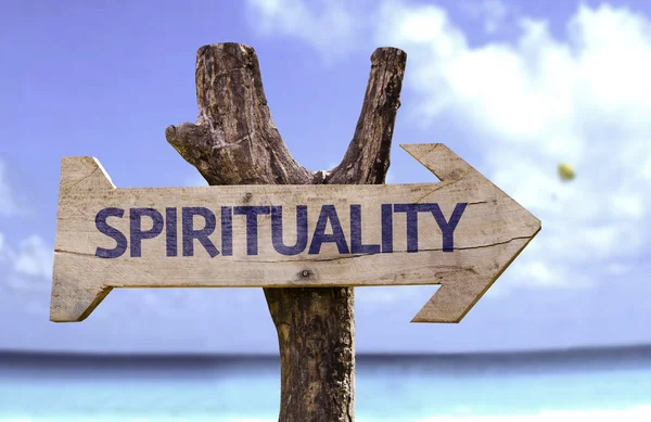 Spiritualiteit houten teken — Stockfoto