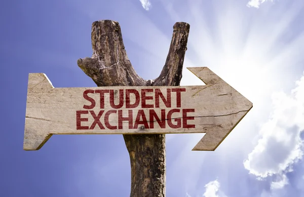 Student exchange houten teken — Stockfoto