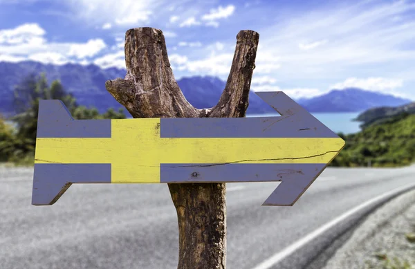 Sweden wooden sign — Stock Photo, Image