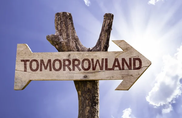 Tomorrowland ahşap işareti — Stok fotoğraf