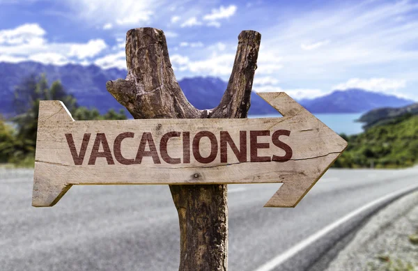 Vacaciones   wooden sign — Stock Photo, Image