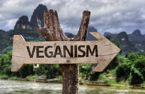 Holzschild für Veganismus — Stockfoto