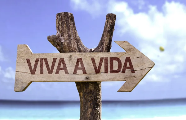 Viva A Vida drewniany znak — Zdjęcie stockowe
