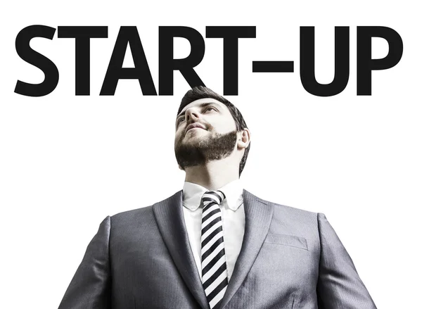 Homme d'affaires avec le texte Start-Up dans une image conceptuelle — Photo