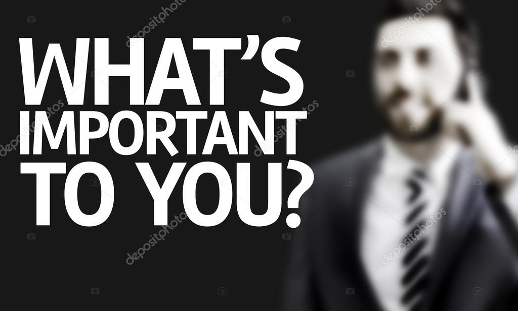 Business man with the text Whats Important To You? in a concept image