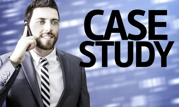 Uomo d'affari con il testo Case Study in a concept image — Foto Stock