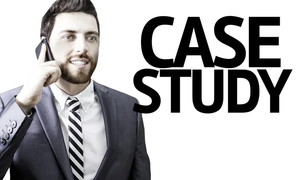 Uomo d'affari con il testo Case Study in a concept image — Foto Stock