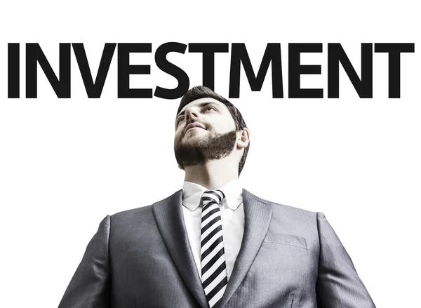 ビジネスの男性と概念イメージのテキストへの投資 — ストック写真
