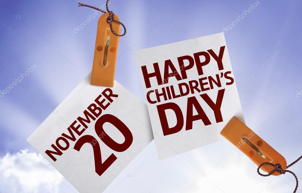 20 November Happy Childrens Day on Paper Note
